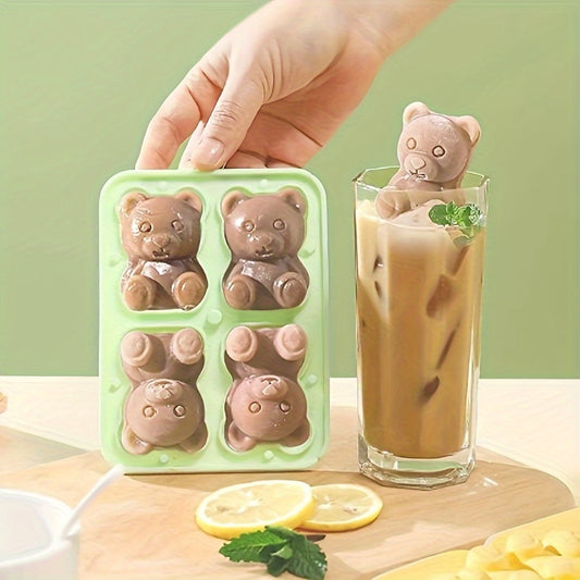 Molde de silicón 3D TEDDY BEAR con 4. Ideal para hacer hielos, chocolates, gelatinas y postres, incluso velas o jabones.