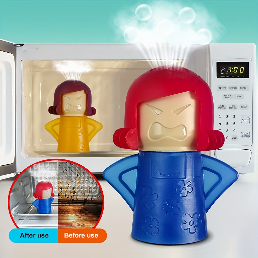 1pza FEILAIYA Limpiador de Microondas, Angry Kitchen Mama, reusable.