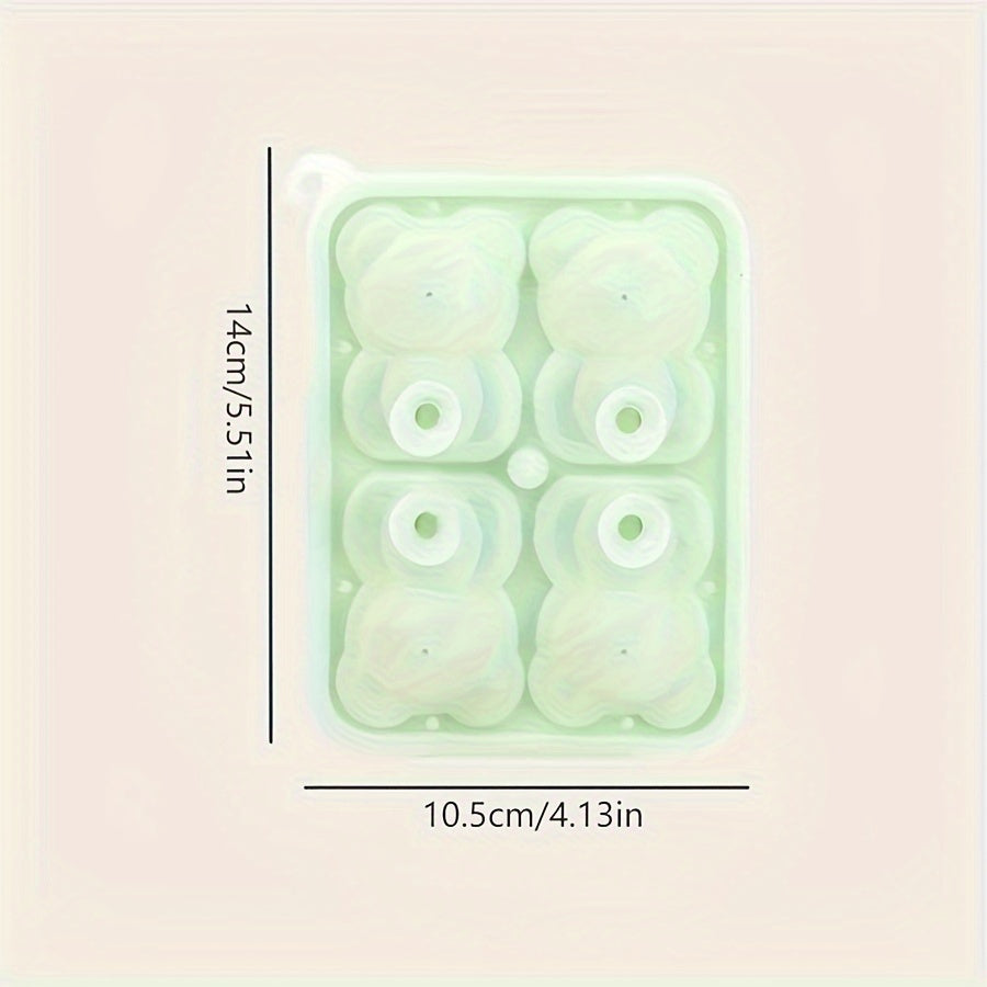 Molde de silicón 3D TEDDY BEAR con 4. Ideal para hacer hielos, chocolates, gelatinas y postres, incluso velas o jabones.